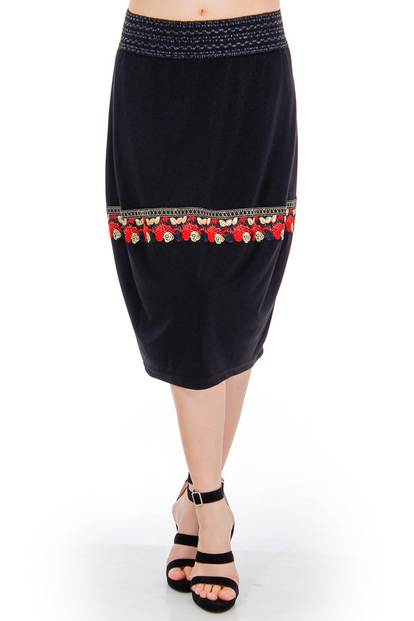 Fusta jerse cu dantela  Liza Panait Liza Panait Online Boutique